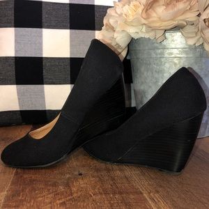 Classic black wedge heels